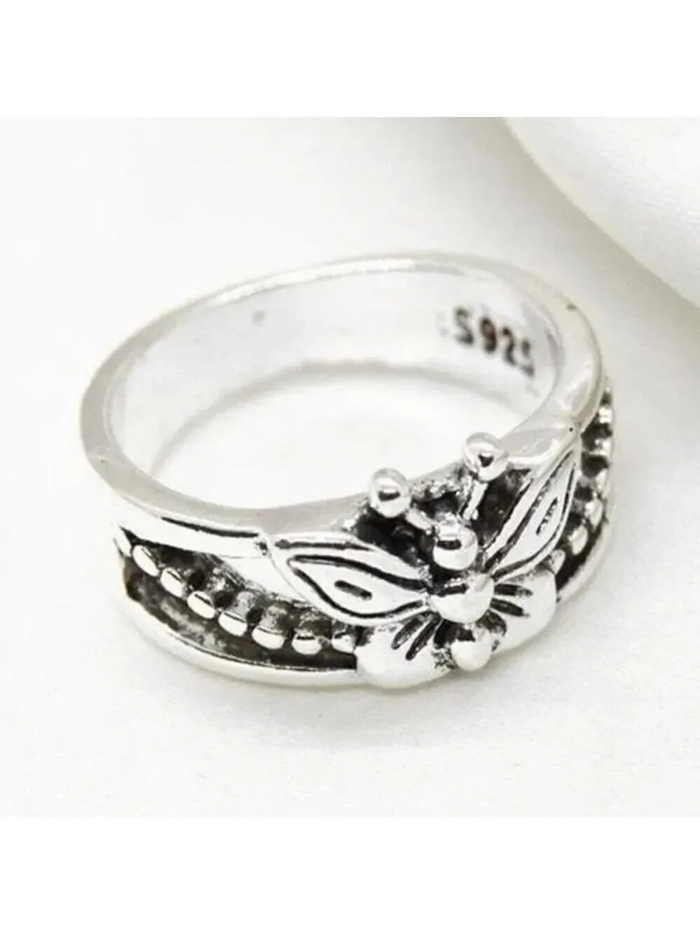 Silvery Butterfly Ring Size 7